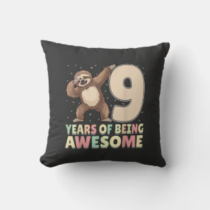 9 Jahre Awesome Dabbing Faultier 9. Geburtstag Kissen