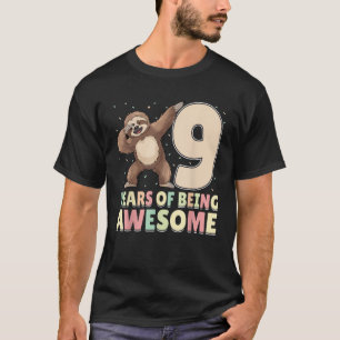 9 Jahre Awesome Dabbing Faultier 9. Geburtstag T-Shirt