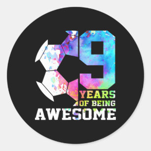 9 Jahre Awesome Fußball 9. Geburtstag Runder Aufkleber