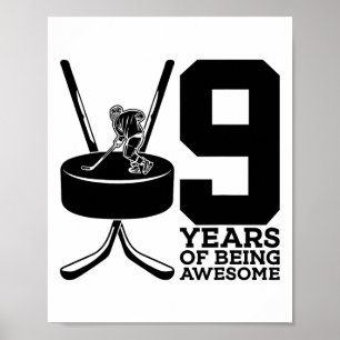 9 Jahre Awesome Ice Hockey 9. Geburtstag Poster