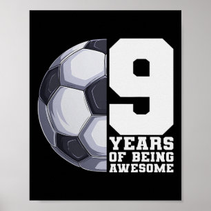 9 Jahre Awesome Jungen Kinder Fußball 9. Geburtsta Poster