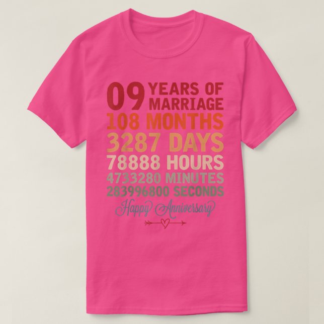 9 Jahre Ehepaar Countdown 9th Wedding Ann T-Shirt (Design vorne)