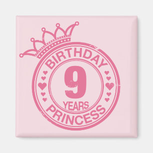9 Jahre - Geburtstags-Prinzessin - Rosa Magnet