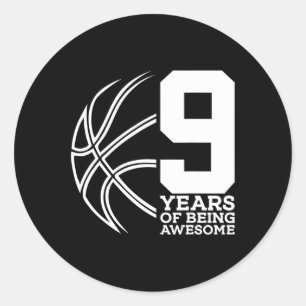 9 JAHRE PHANTASTISCHER BASKETBALL 9. GEBURTSTAG RUNDER AUFKLEBER