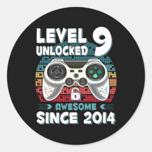 9 Jahre Sonntagsjunge Funny Gamer 9. 9. Jahr B Runder Aufkleber