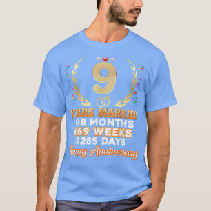 9 Jahre Verheirateter glücklicher 9. Jahrestag der T-Shirt