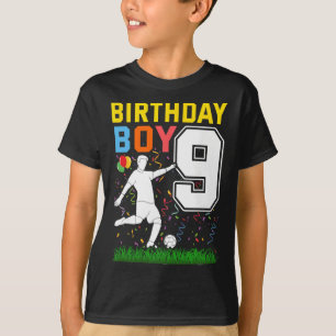 9-jähriger Geburtstags-Soccer-Junge 9. Geburtstag  T-Shirt