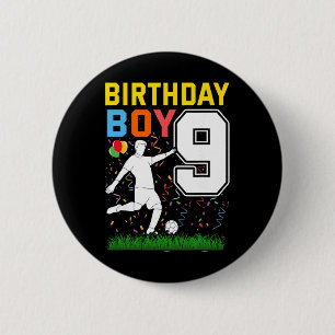 9-jähriger Geburtstagsjunge Fußball 9. Geburtstag Button