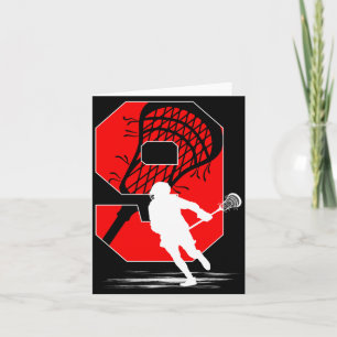 9-jähriger Junge Lacrosse Thema 9. Geburtstagsfeie Karte