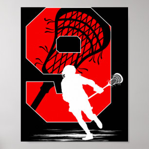 9-jähriger Junge Lacrosse Thema 9. Geburtstagsfeie Poster