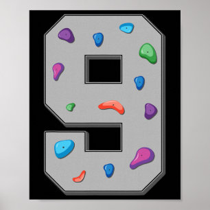9-jähriger Kletterer Geburtstag Bouldering Kletter Poster