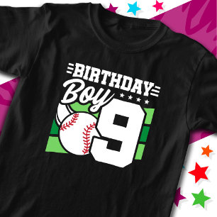 9-jähriges Baseball-Party Thema 9. Geburtstag Jung T-Shirt