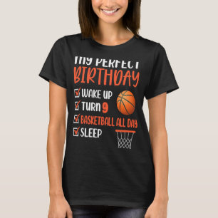 9-jähriges Basketball Geburtstagsparty 9. Kinderta T-Shirt