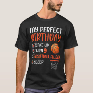 9-jähriges Basketball Geburtstagsparty 9. Kinderta T-Shirt