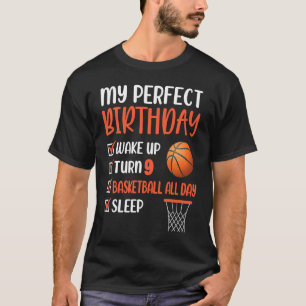 9-jähriges Basketball Geburtstagsparty 9. Kinderta T-Shirt