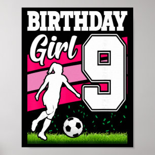 9-jähriges Fußball-Geburtstagsfeier-Thema 9. für M Poster
