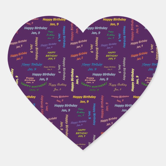 9. Januar Herz-Aufkleber (Vorderseite)