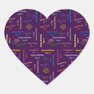 9. Januar Herz-Aufkleber