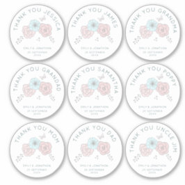 9 Kleiner Name dank Blume Hochzeit Aufkleber