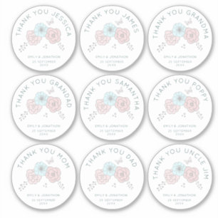 9 Kleiner Name dank Blume Hochzeit Aufkleber