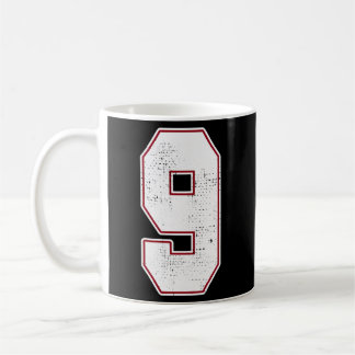 9 Kontur Nummer 9 Varsity Fan Sports Team Black J Kaffeetasse