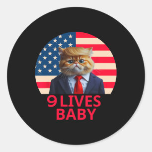 9 Leben Von Katze Trump 2024 Sieg Sieg Gewinner Tr Runder Aufkleber