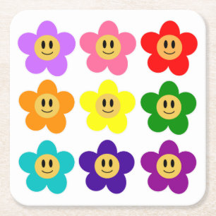 9 LGBT-Blume mit Rainbow Prix Rechteckiger Pappuntersetzer