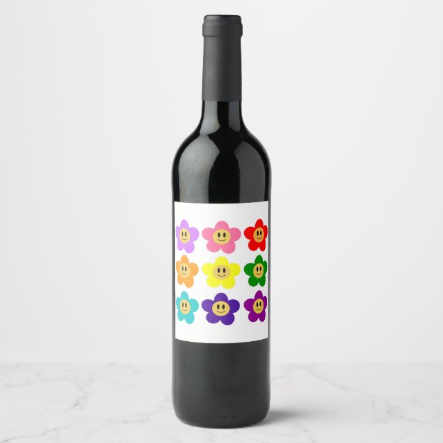 9 LGBT-Blume mit Rainbow Prix Weinetikett (Vorderseite)