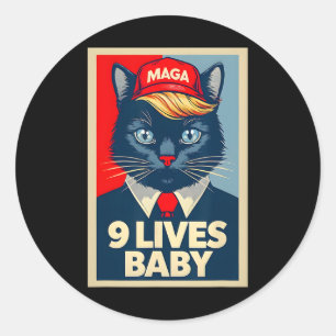 9 Lives Byby Niedlich Trump Cat Funny Trump 2024 P Runder Aufkleber