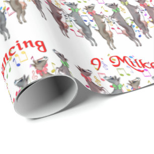 9 Milkers tanzen Ziege Weihnachtswrapping Paper Geschenkpapier