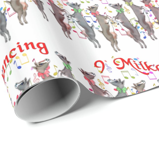 9 Milkers tanzen Ziege Weihnachtswrapping Paper Geschenkpapier (Rolleneckpunkt)