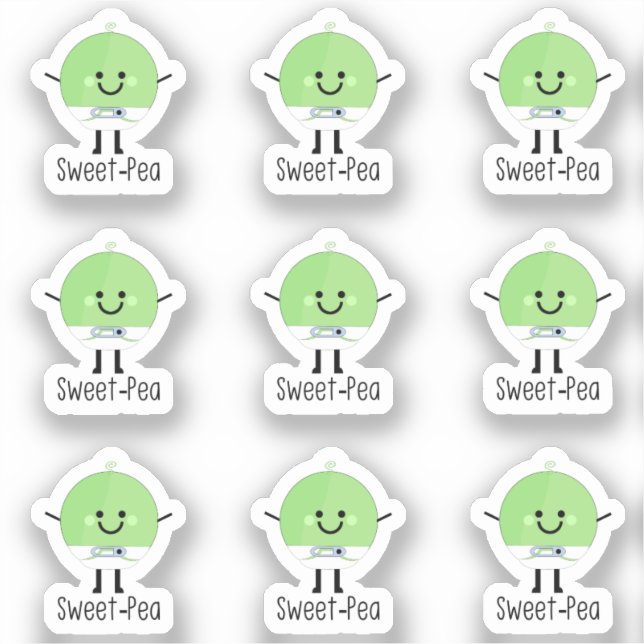 9 Mini-Sweet-Pea-Baby-Babyaufkleber Aufkleber (Vorderseite)