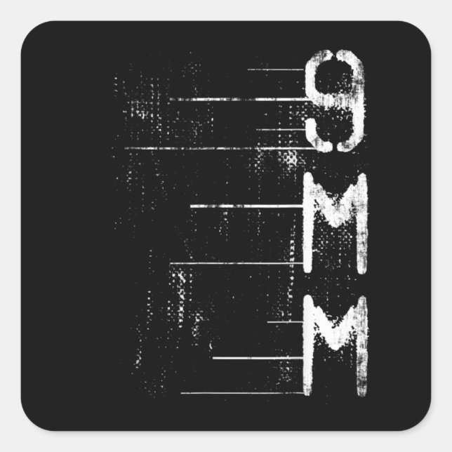 9 MM Schusswaffenzielübungen Quadratischer Aufkleber (Vorderseite)