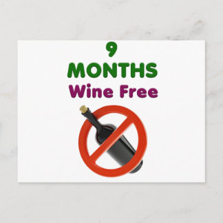 9 Monate Wein gratis, schwangere Mutter, Schwanger Ankündigungspostkarte