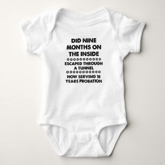 9 Neun Monate auf der Innenseite Flucht Lustiger R Baby Strampler