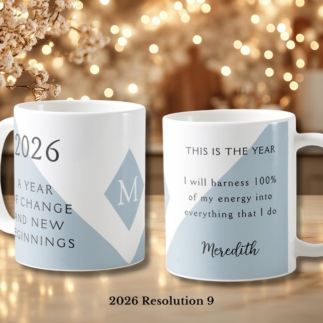 9. New Year Resolution for 2026 Year of Change  Kaffeetasse (2026 Year of Change and New Beginnings Dusty Blue Resolution 9 Coffee Mug)