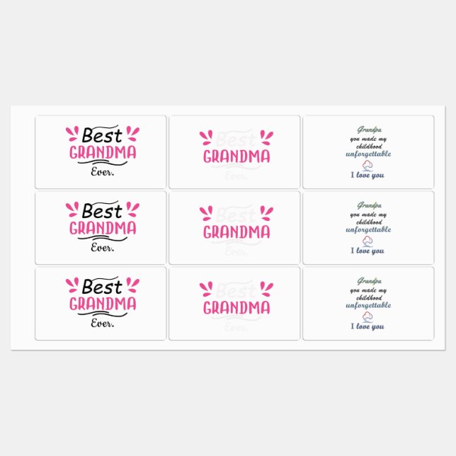 9 Opa- und Oma-Aufkleber/ Bestes Oma je/ Etiketten (Blatt)