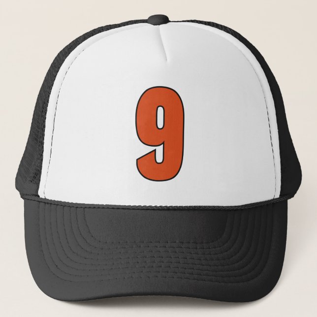 9 Orange Black Cincinnati Truckerkappe (Vorderseite)