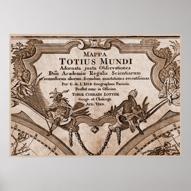 9 Panel Sepia Version de L'Isle World Map 2 Poster (Vorne)