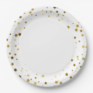 9" Paper Tellers - Gold Petite Stars Pappteller