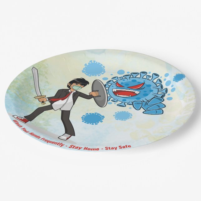 9" Papierplatte Pappteller (Schrägansicht)