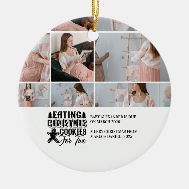 9 Photo Christmas Cookies for 2 Pregnancy  Keramik Ornament (Vorne)