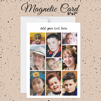 9 photo collage add text white magnetic card magneteinladung