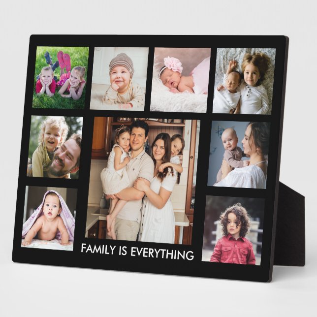 9 Photo Collage Family Is Everything Quote Black Fotoplatte (Seite)