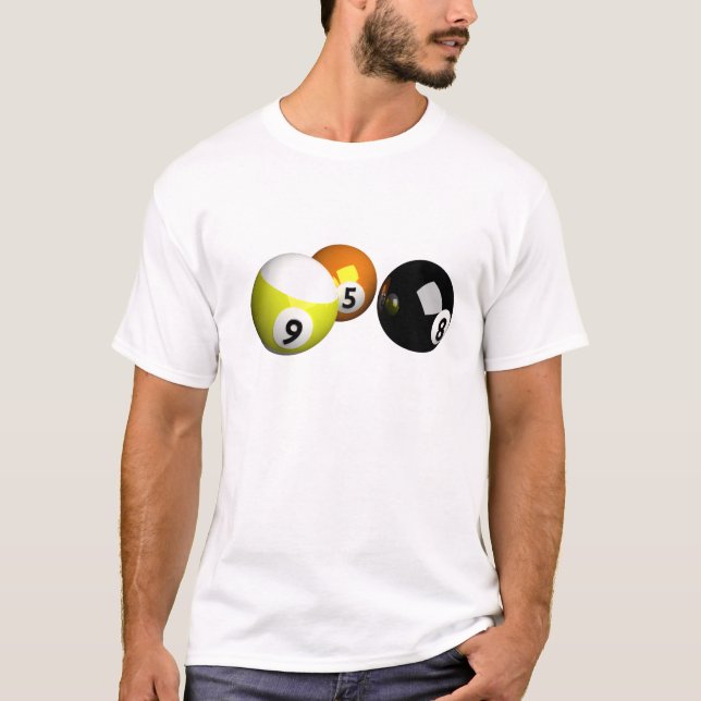 9 Pool-Bälle des Ball-3D T-Shirt (Vorderseite)