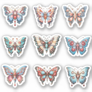 9 Rokoko Butterfly Custom Cut Vinyl Sticker