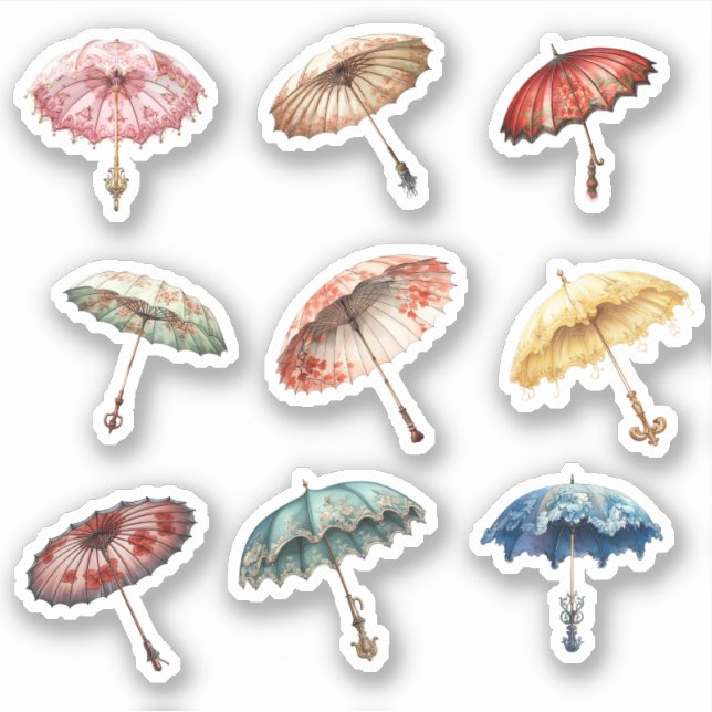 9 Rokoko Parasol Custom-Cut Vinyl Sticker (Vorderseite)