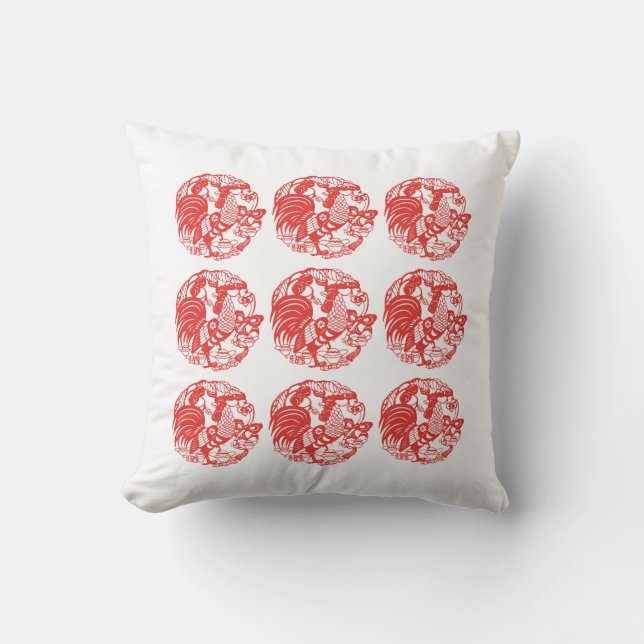 9 Roosters for Longevity Rooster Jahr 2017 Kissen (Vorderseite)