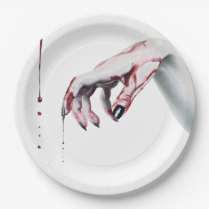 9" Round Paper Plate Zombie Tropfen Vampire Got Pappteller