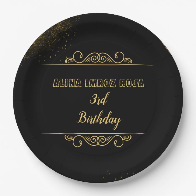 9" Rundflorale Geburtstagsparty-Platte. Pappteller (Vorderseite)